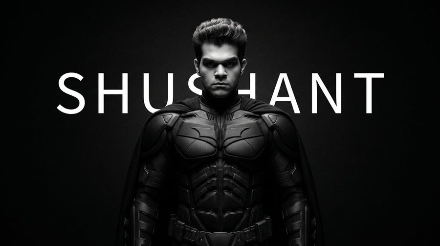 Retrato de super-herói estilo Batman em monocromático