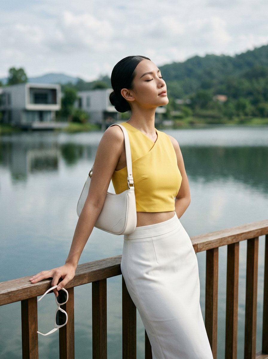 Chân dung thời trang cao cấp bên hồ