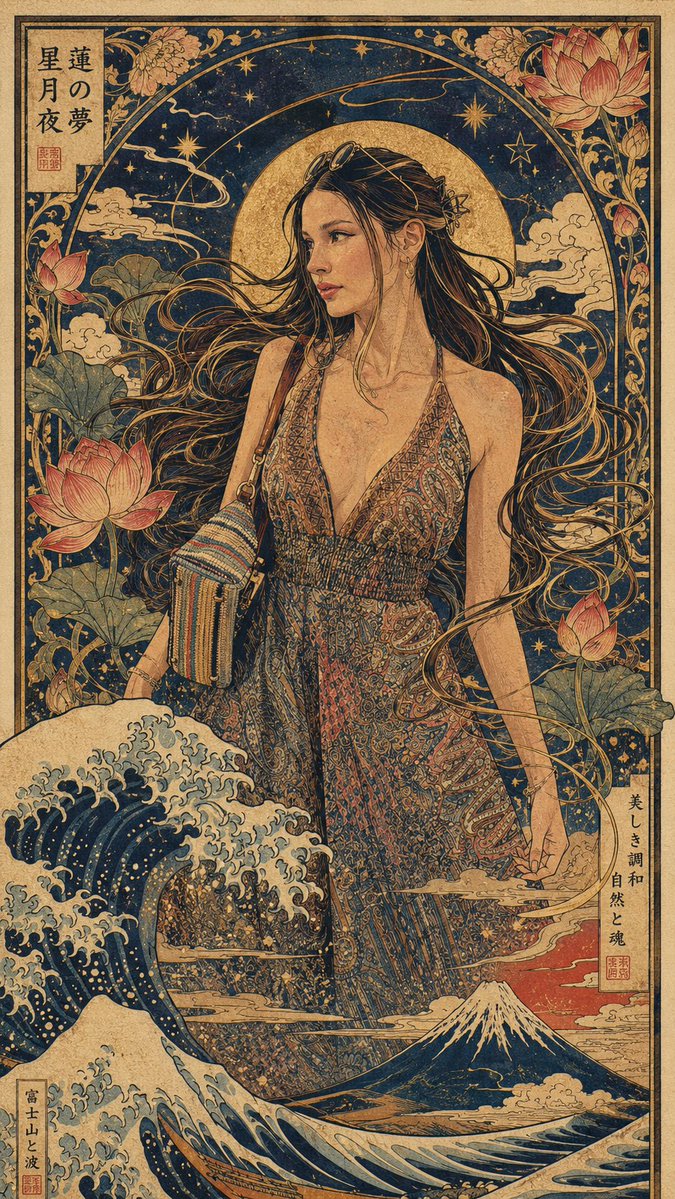 ภาพพอร์ตเทรตสไตล์ผสมผสานระหว่าง Art Nouveau และ Ukiyo-e