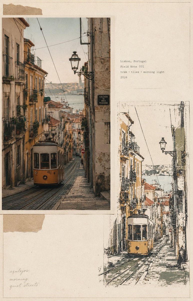 Collage de diario de viaje vintage