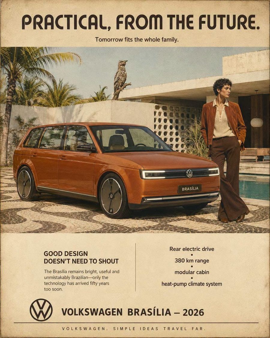 Póster publicitario de coche clásico