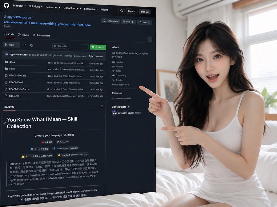 GitHub 스킬 저장소를 소개하는 여성
