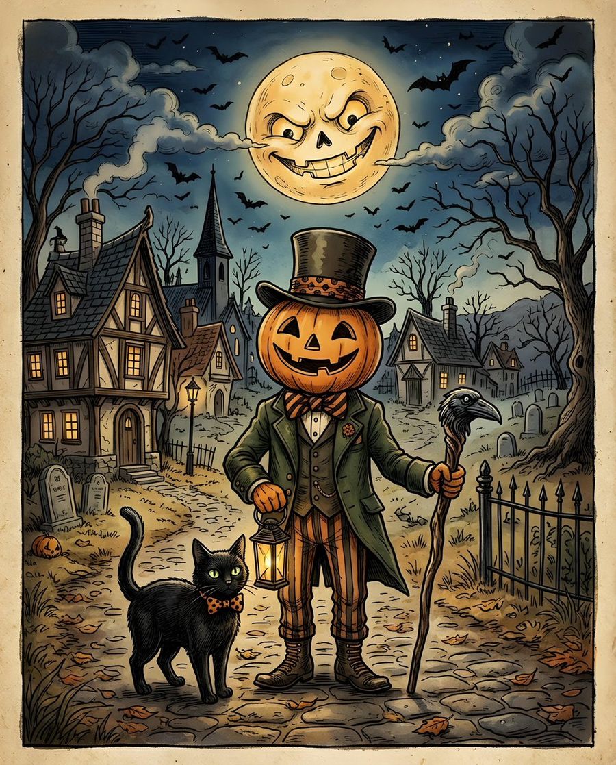 Illustrazione di Halloween vintage stravagante