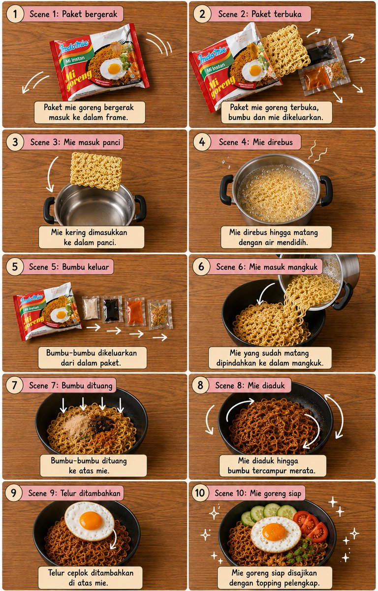 Diseño de storyboard editorial de cocina