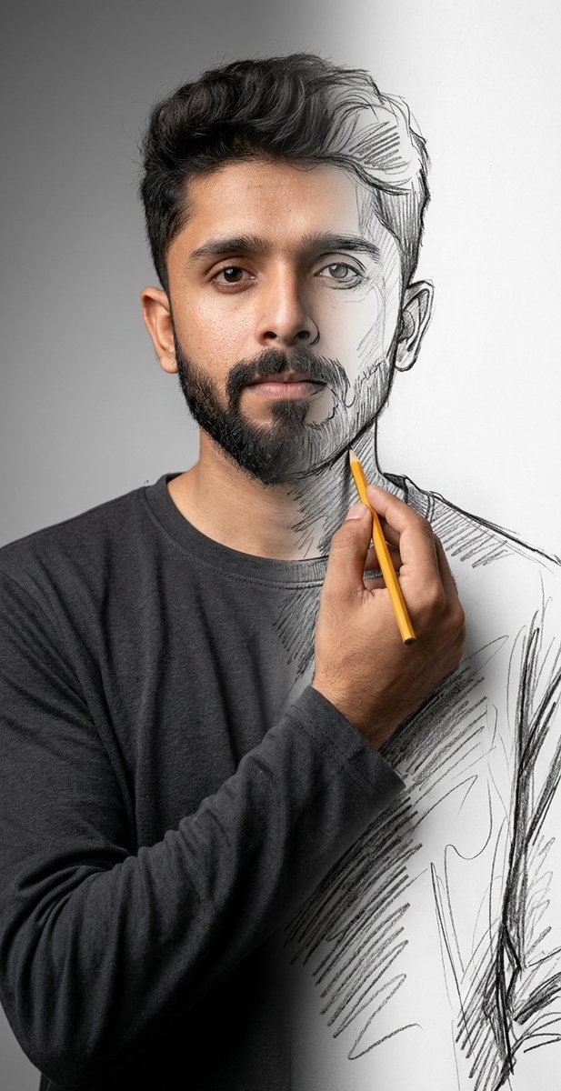 Sürreal Karma Teknik Karakalem Portre