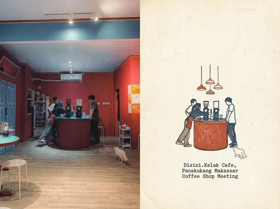 Dittico per diario di viaggio: Caffetteria