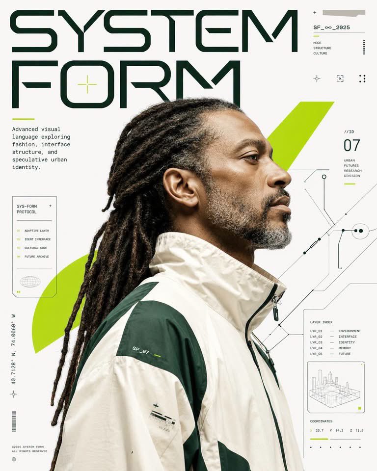 Póster editorial de revista futurista