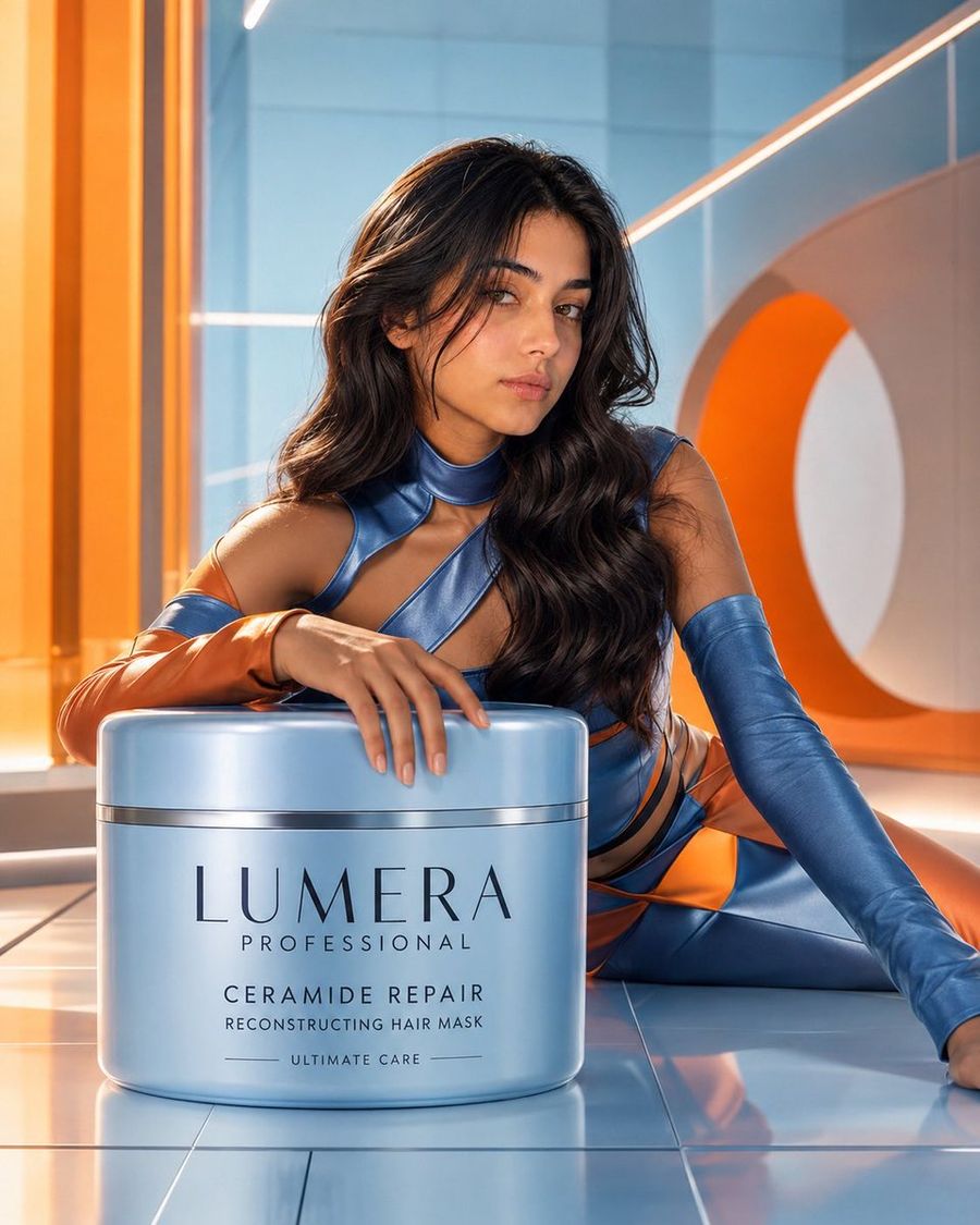 Publicité de luxe surréaliste pour soins capillaires