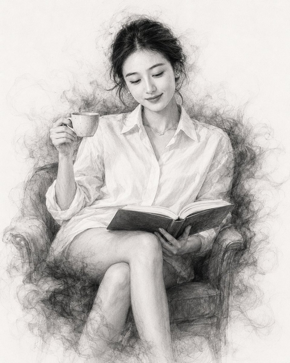 Black and White Pencil Sketch Portrait