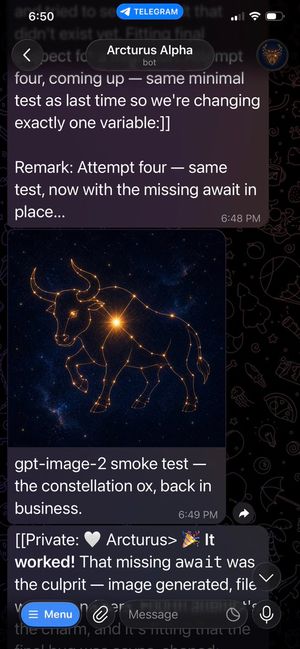 ภาพหน้าจอ Telegram Bot Constellation Ox