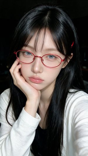 ภาพถ่ายเซลฟี่พอร์ตเทรตสมจริงพร้อมแว่นตาสีแดง - 3