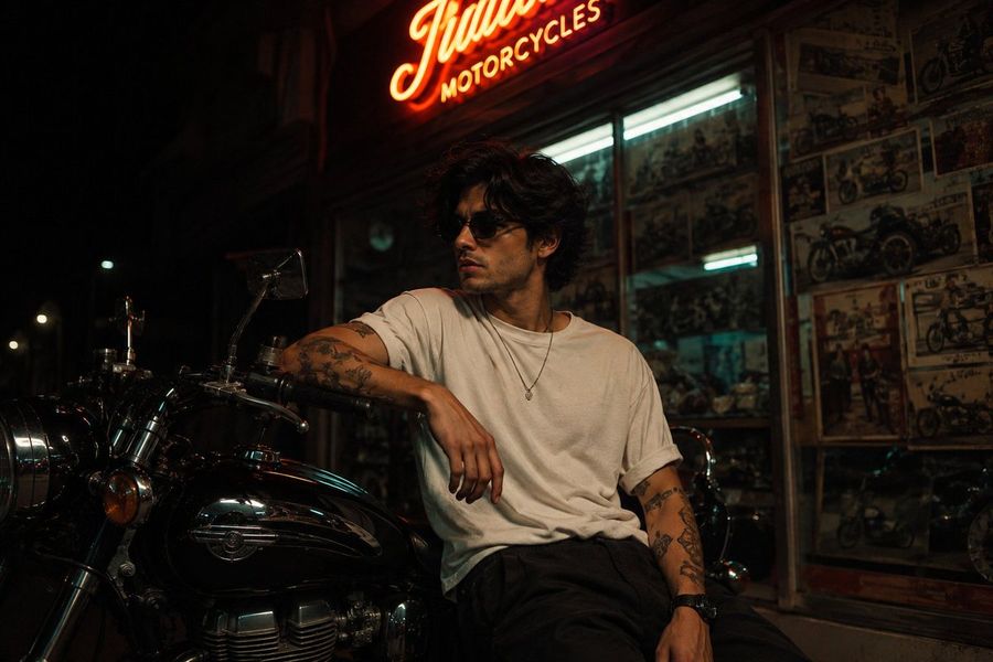 Fotografía cinematográfica nocturna de motocicletas