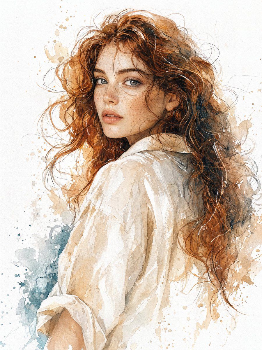 Aquarell- und Tusche-Porträt als Kunstwerk
