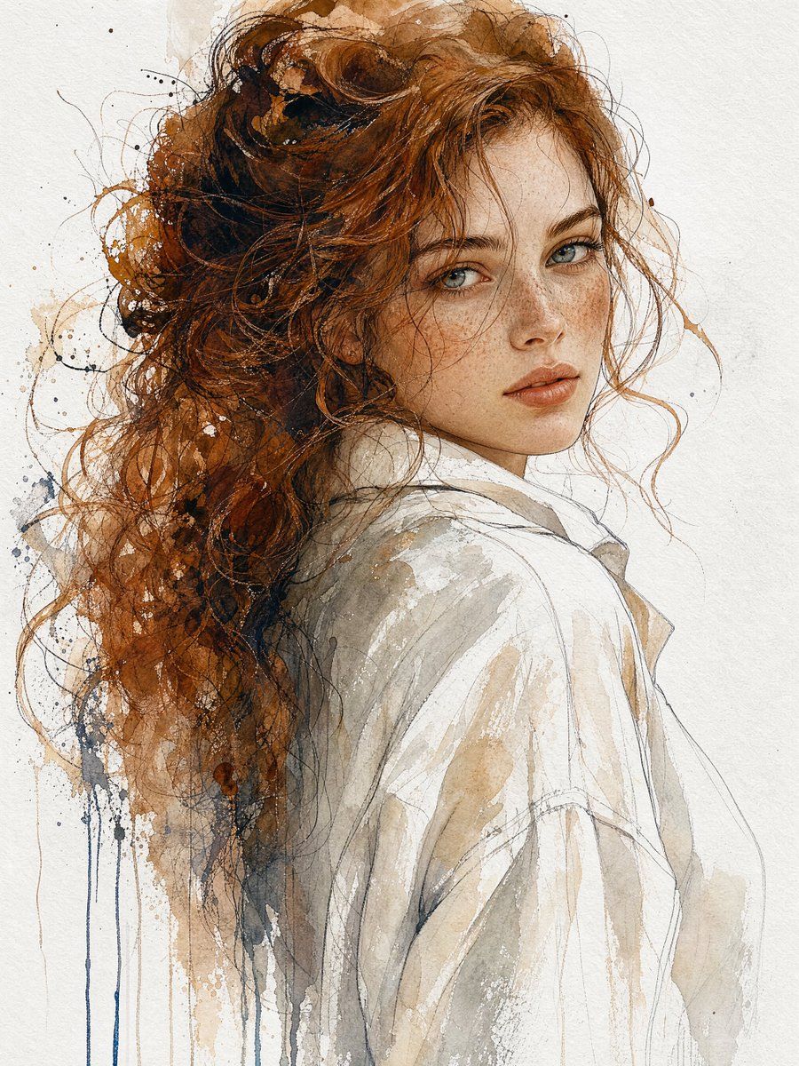 Aquarell- und Tusche-Porträt als Kunstwerk