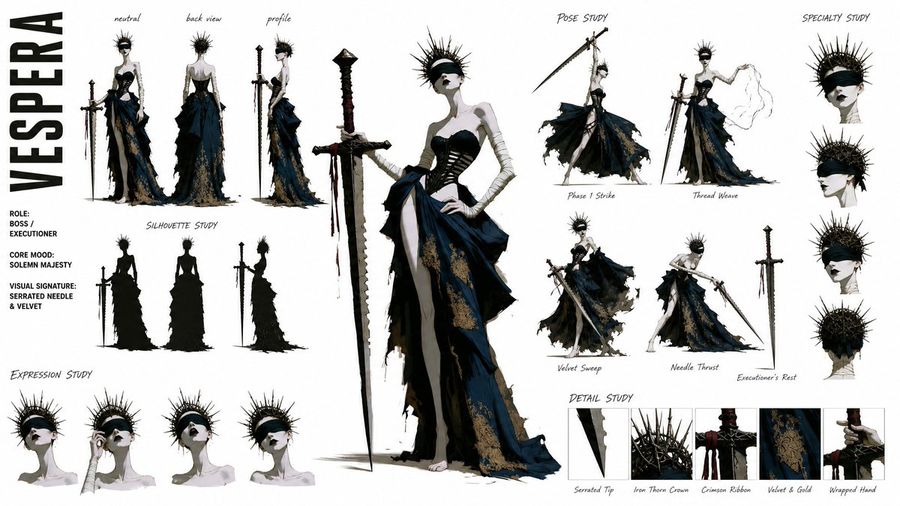 Arte conceptual de personajes de alta costura
