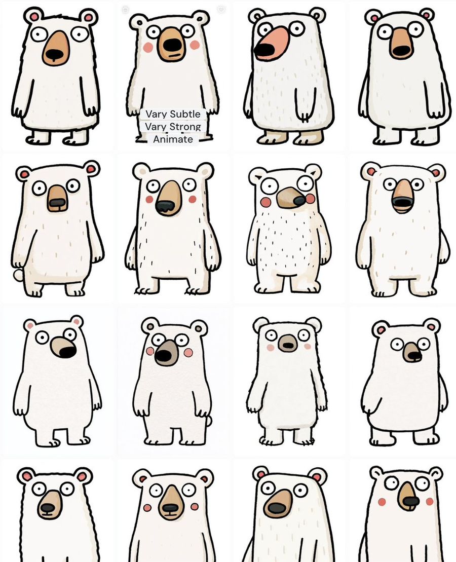 Hoja de variaciones de mascota de oso polar