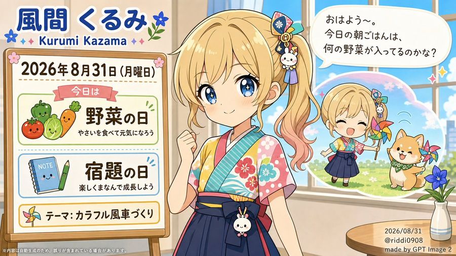 Kurumi Kazama 모닝 캘린더