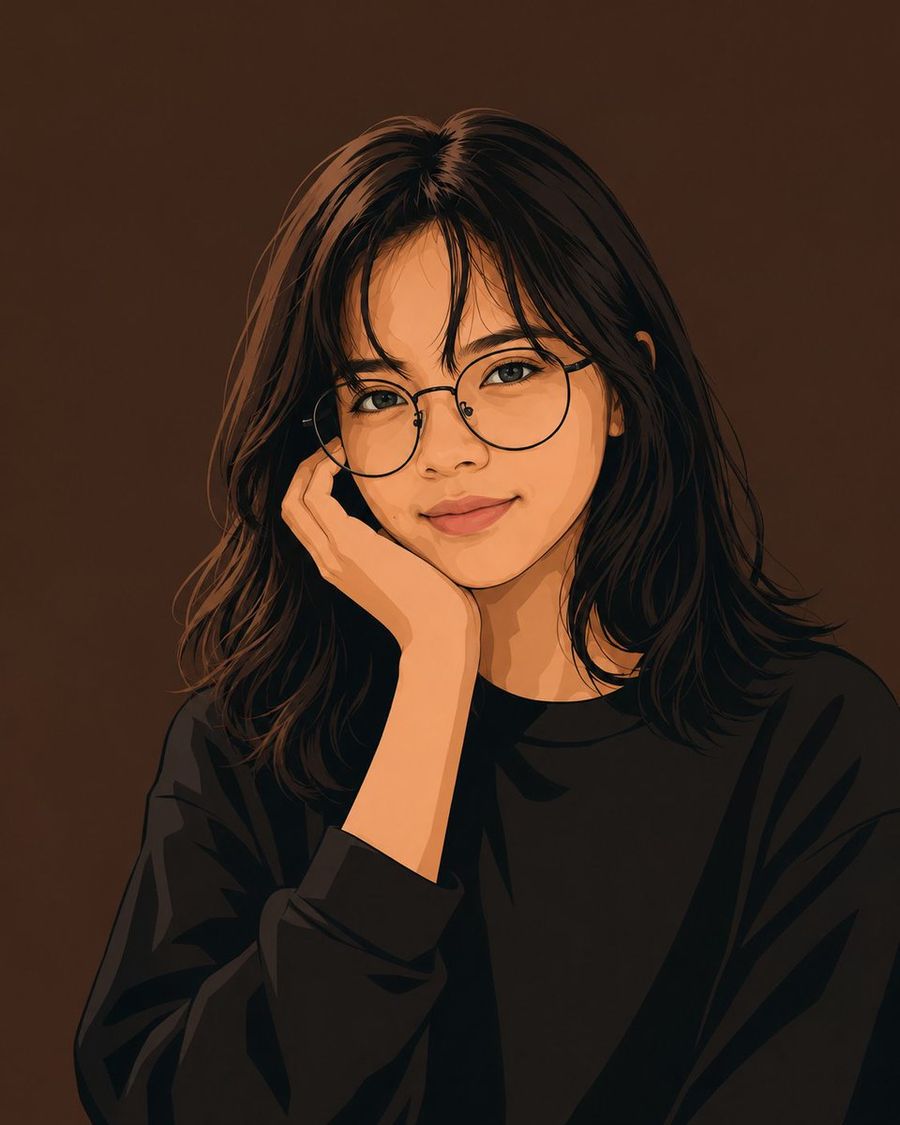 若い女性のクリーンなベクターポートレート