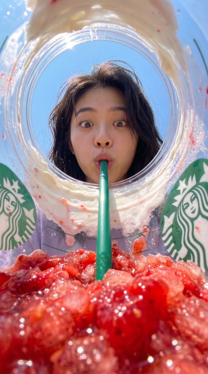 POV-ракурс из стакана Starbucks