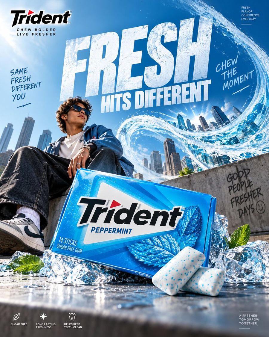 Концепция рекламного постера Trident