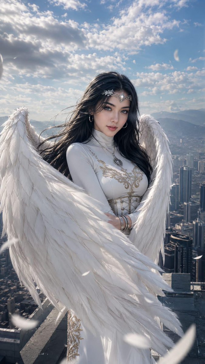 Портрет современного ангела на крыше