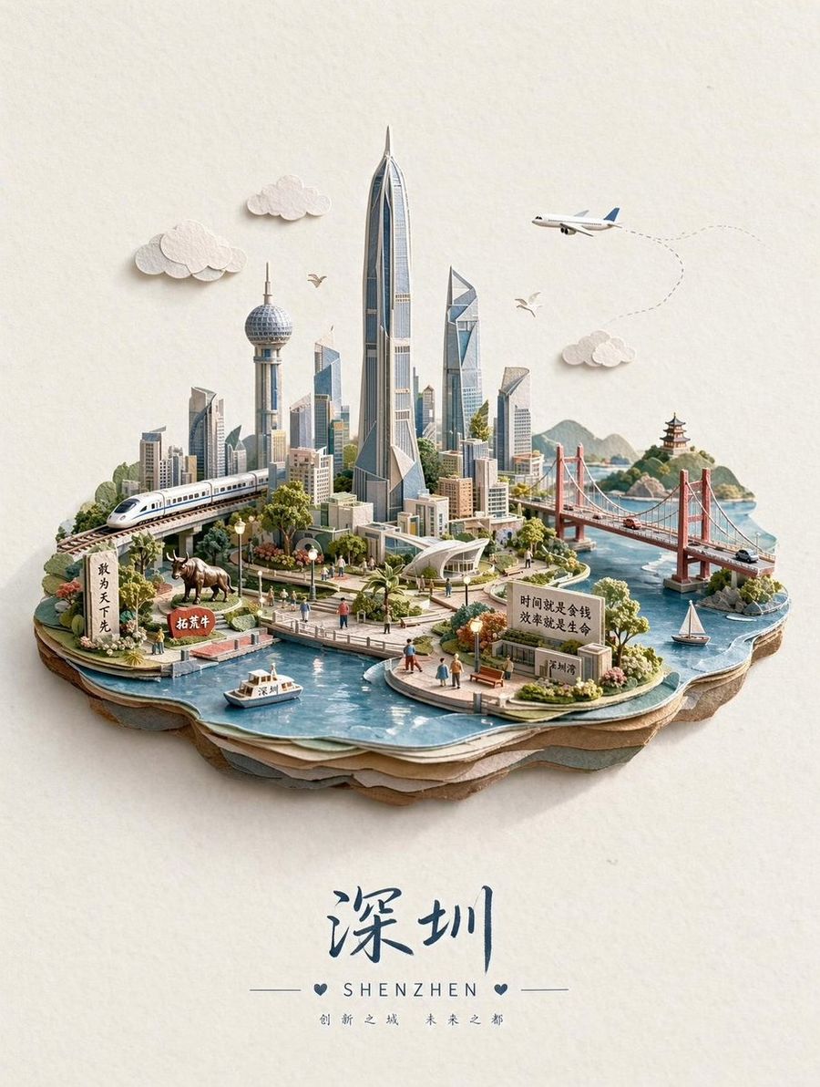 Miniature Shenzhen Paper Diorama