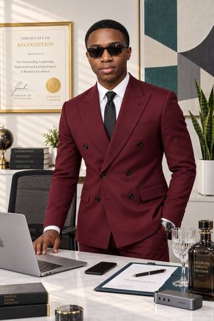 Burgundy Suit Executive Portrait