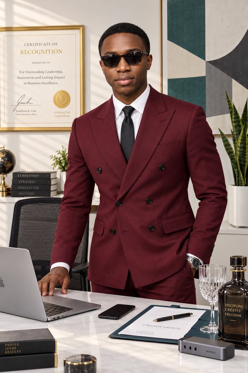 Burgundy Suit Executive Portrait