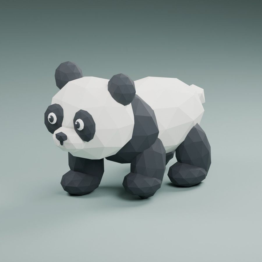 โมเดล 3D หมีแพนด้าแบบ Low Poly