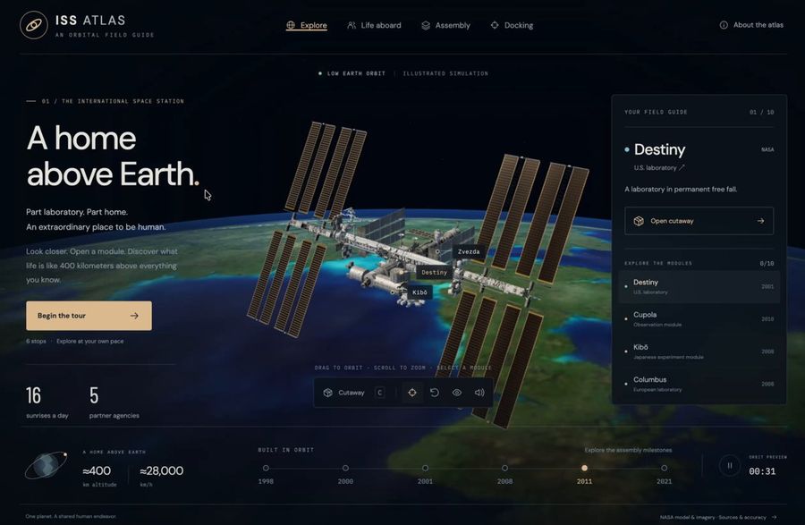 เว็บไซต์ 3D แบบอินเทอร์แอคทีฟของ ISS