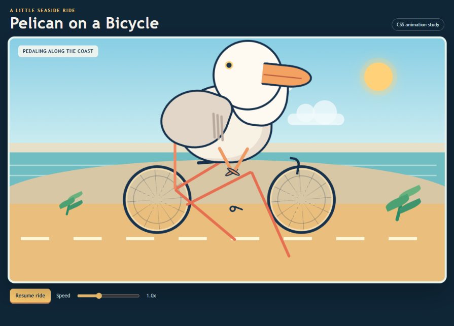 SVG Pelican Bicycle Animation
