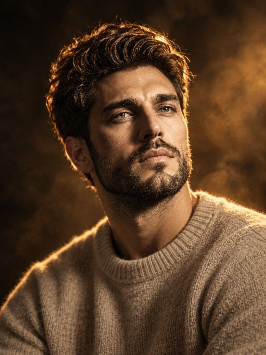 Portrait masculin cinématographique à l'heure dorée