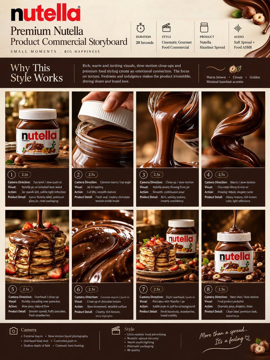 Gourmet Product Commercial Storyboard Template