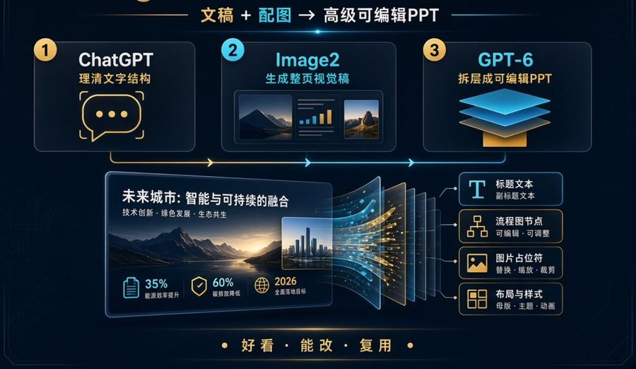 編集可能な PPT ワークフローインフォグラフィック