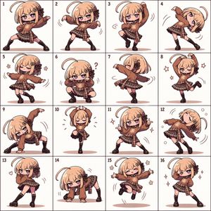 16-Panel Chibi Dance Pose Sheet