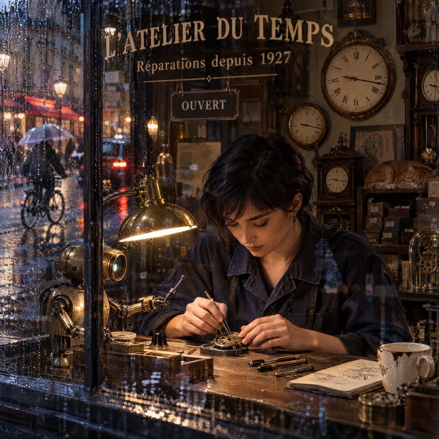 Yağmurlu Paris Saatçisi Yeniden Düzenleme