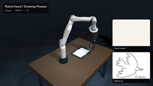 Simulación de dibujo robótico en MuJoCo