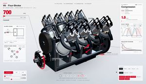 Modelo 3D interactivo de motor V8
