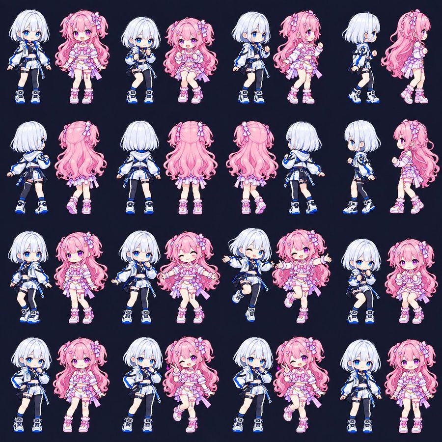 Chibi Game Sprite Sheet Duo