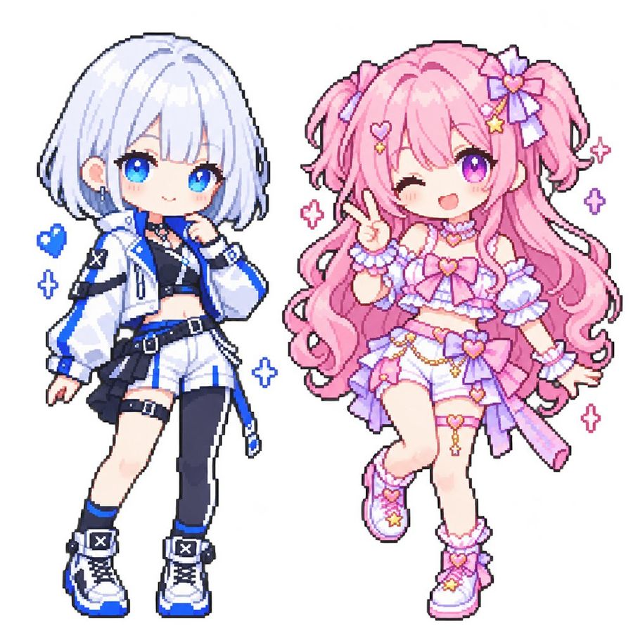 Chibi Game Sprite Sheet Duo