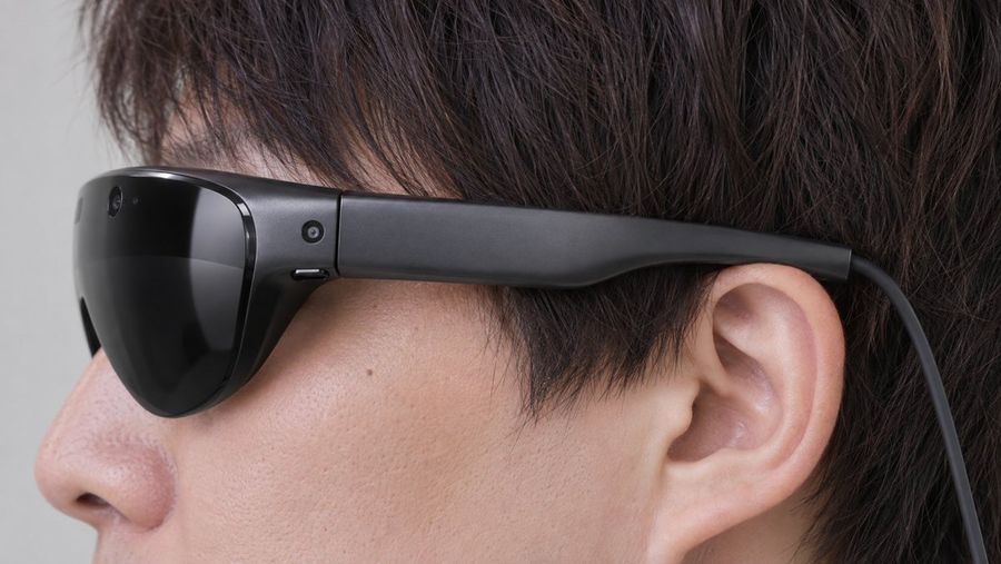 Thin Mixed-Reality Headset Close-Up