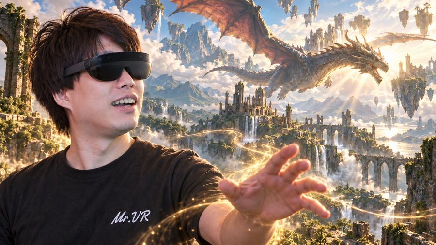 Thin Mixed-Reality Headset Close-Up