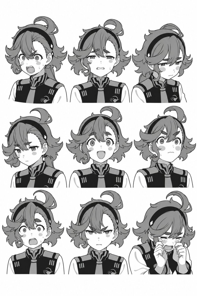Monochrome Manga Expression Sheet