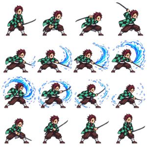 4x4 Pixel Art Sword Sprite Sheet