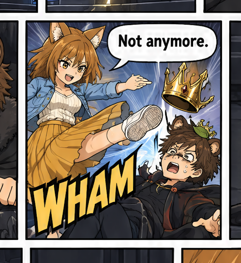 Fox Girl Kicks Bear Man