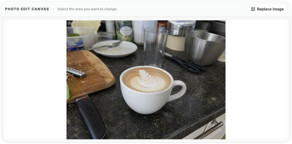 Coffee photo uploaded in the English YouMind interface
