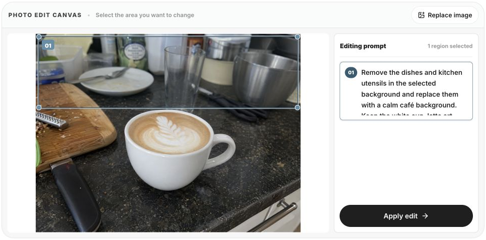 Entering an English photo-editing prompt in YouMind