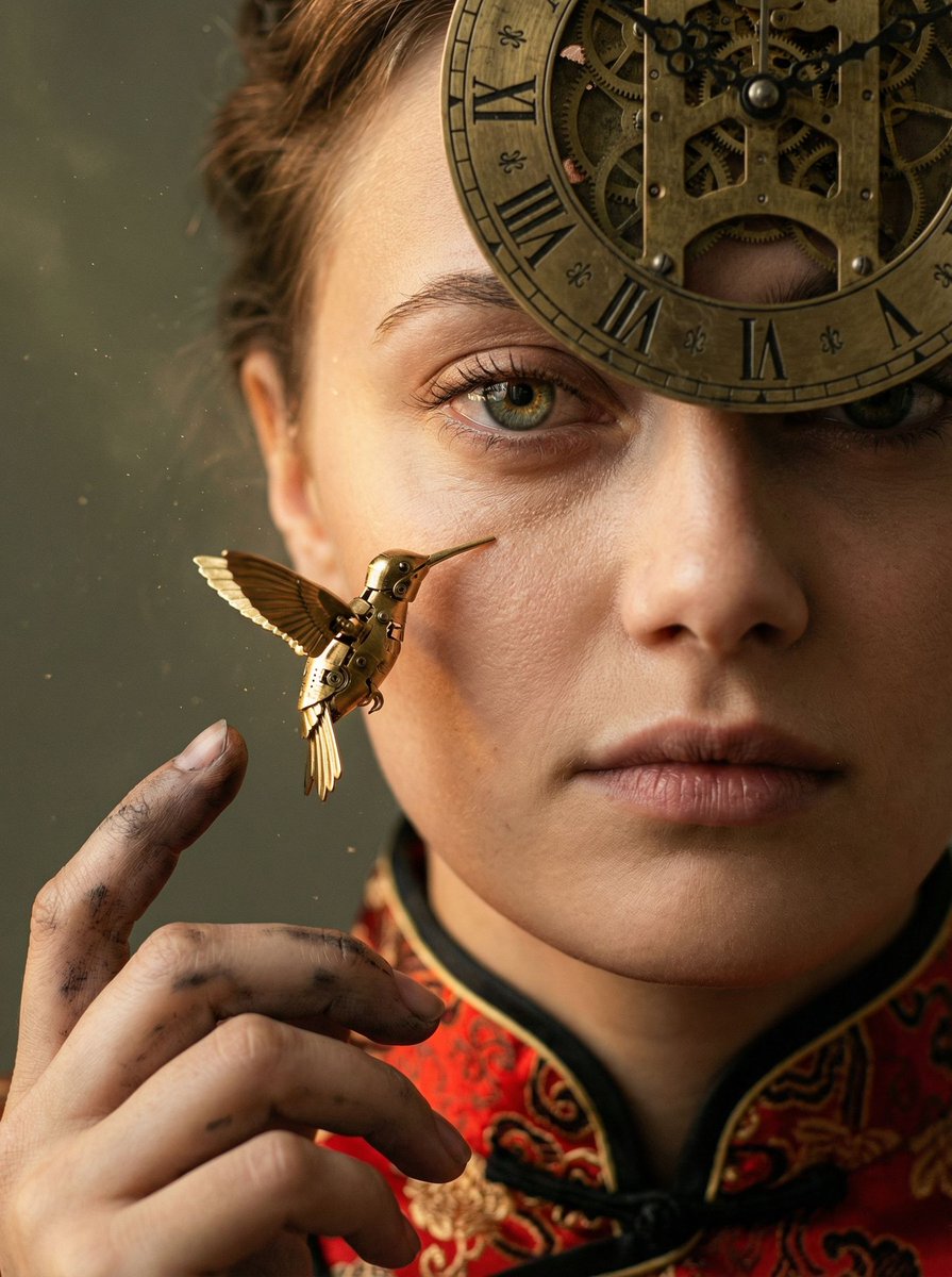 Mechanical Melancholy Macro Portrait Prompt