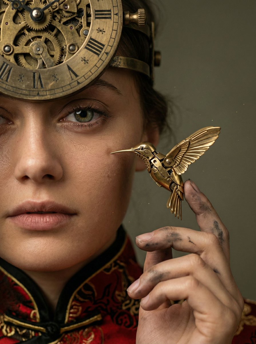 Mechanical Melancholy Macro Portrait Prompt