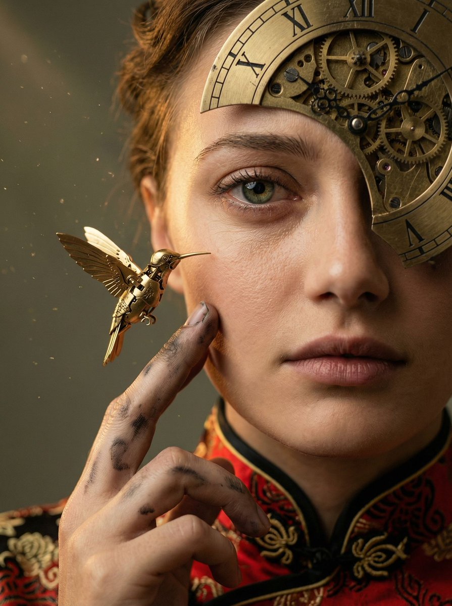 Mechanical Melancholy Macro Portrait Prompt